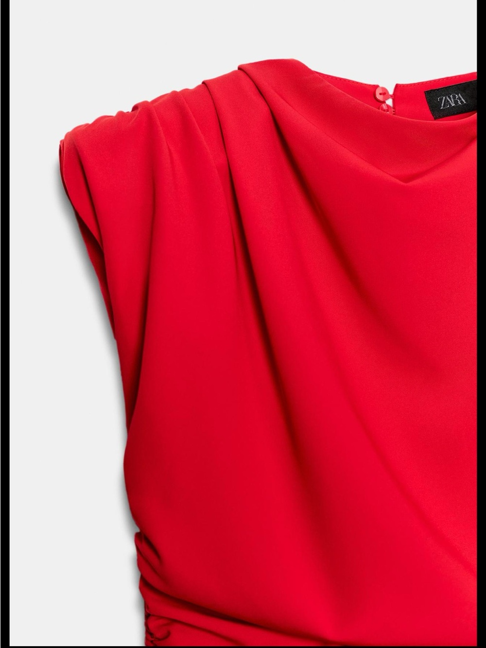 ZARA Red One-Shoulder Draped Dress